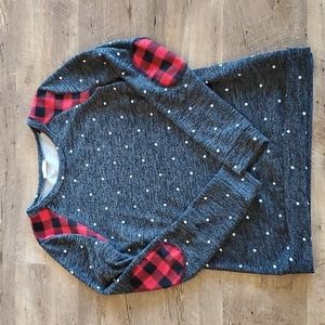 Women's Buffalo Check Sweater, M